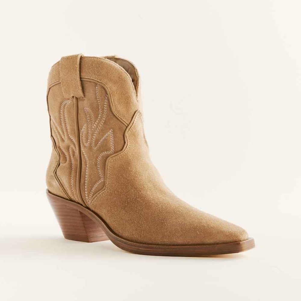 Reformation Tan Suede Western Ankle Boots - Otto - Picture 5 of 13